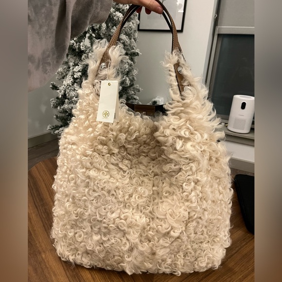 Tory Burch Rory Shearling Tote - Picture 1 of 6